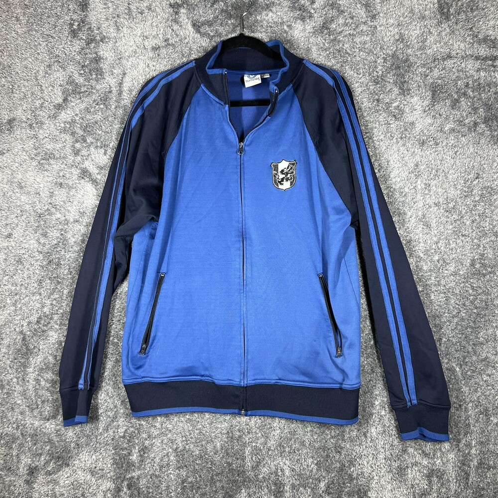 Burnside Sweatshirt Mens L Blue Full Zip Fleece Pockets Embroidered Logo